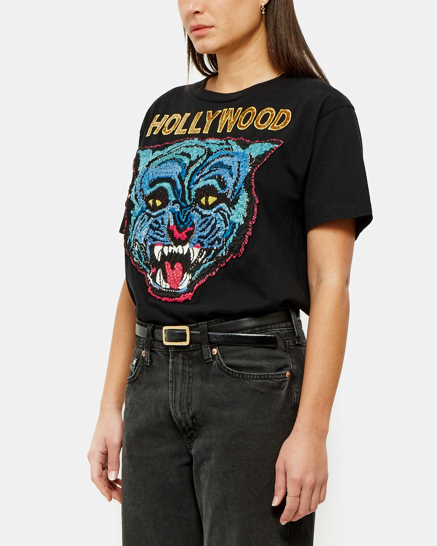 Gucci T-shirt Hollywood noir à sequins dorés - XS