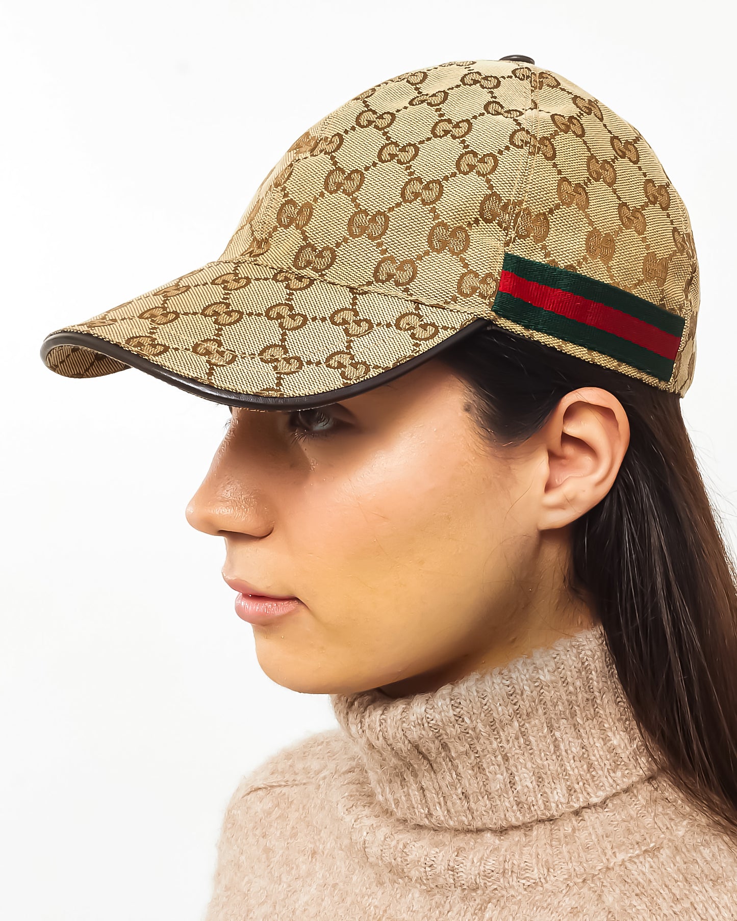 Gucci Monogram Canvas Web Baseball Cap - M