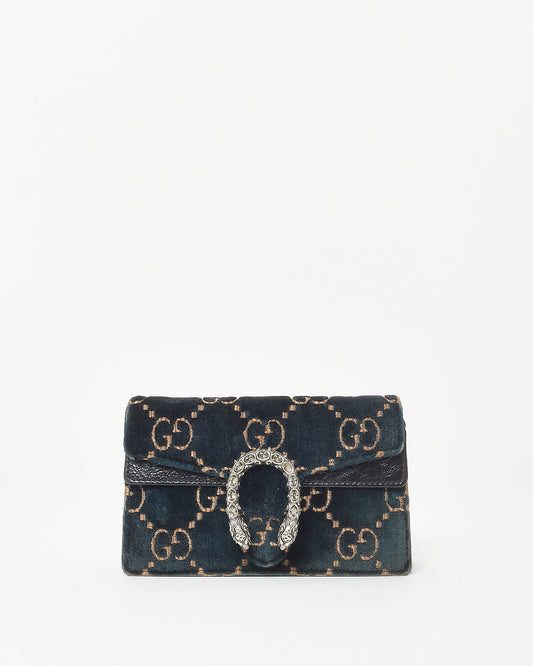 Gucci Navy Velvet Monogram Super Mini Dionysus Bag