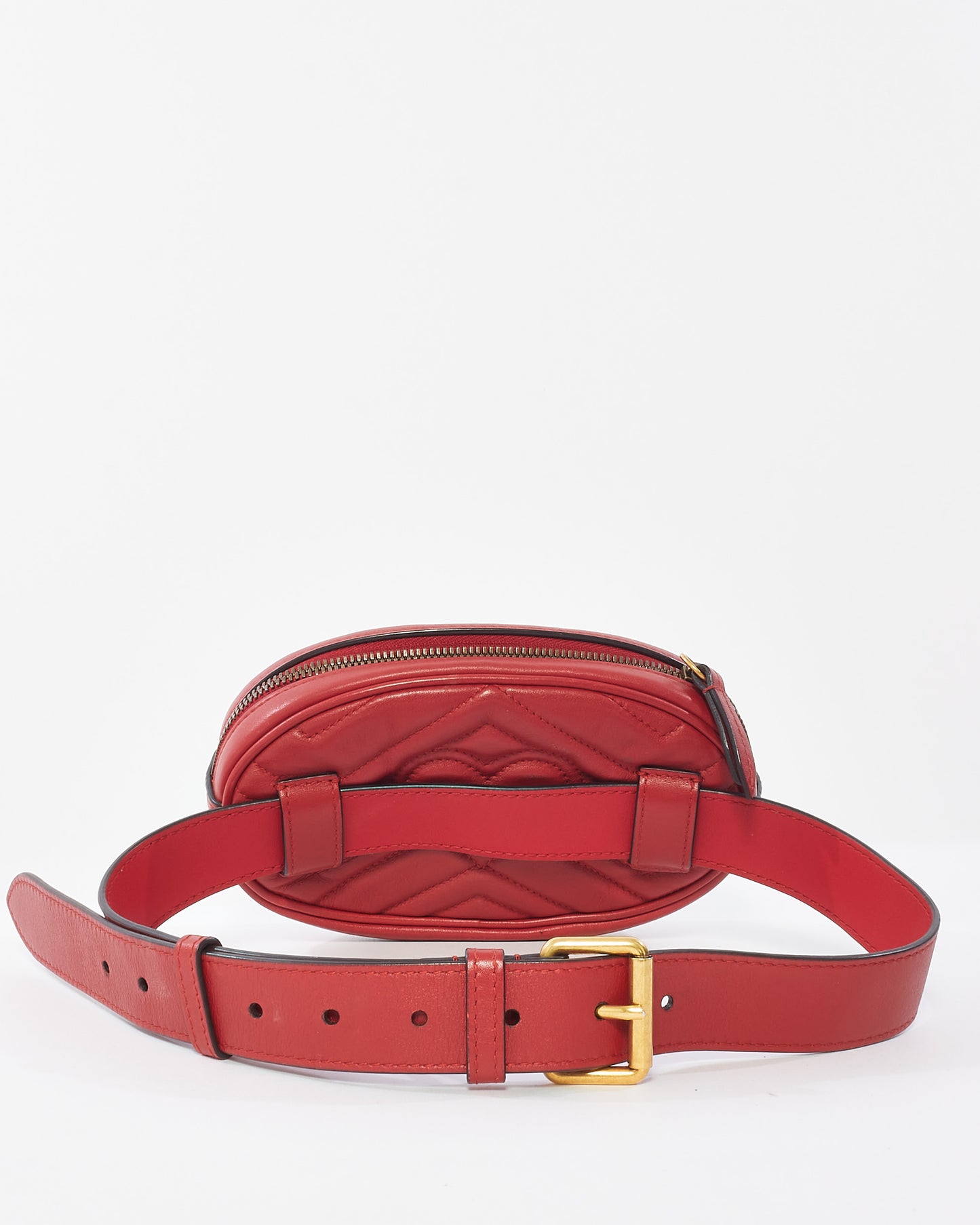 Gucci Red Leather GG Marmont Belt Bag - 75/30