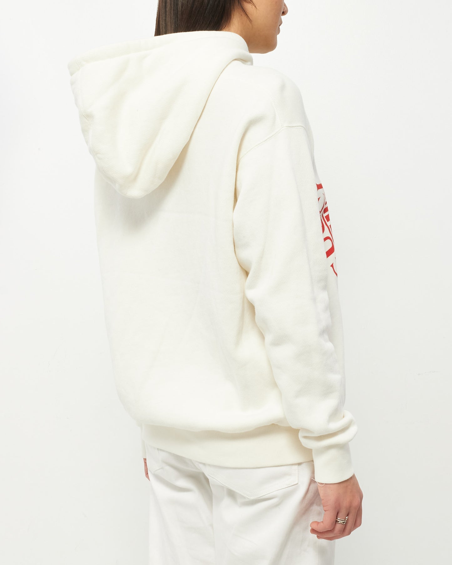 Gucci White 
Red Logo Hoodie - XS