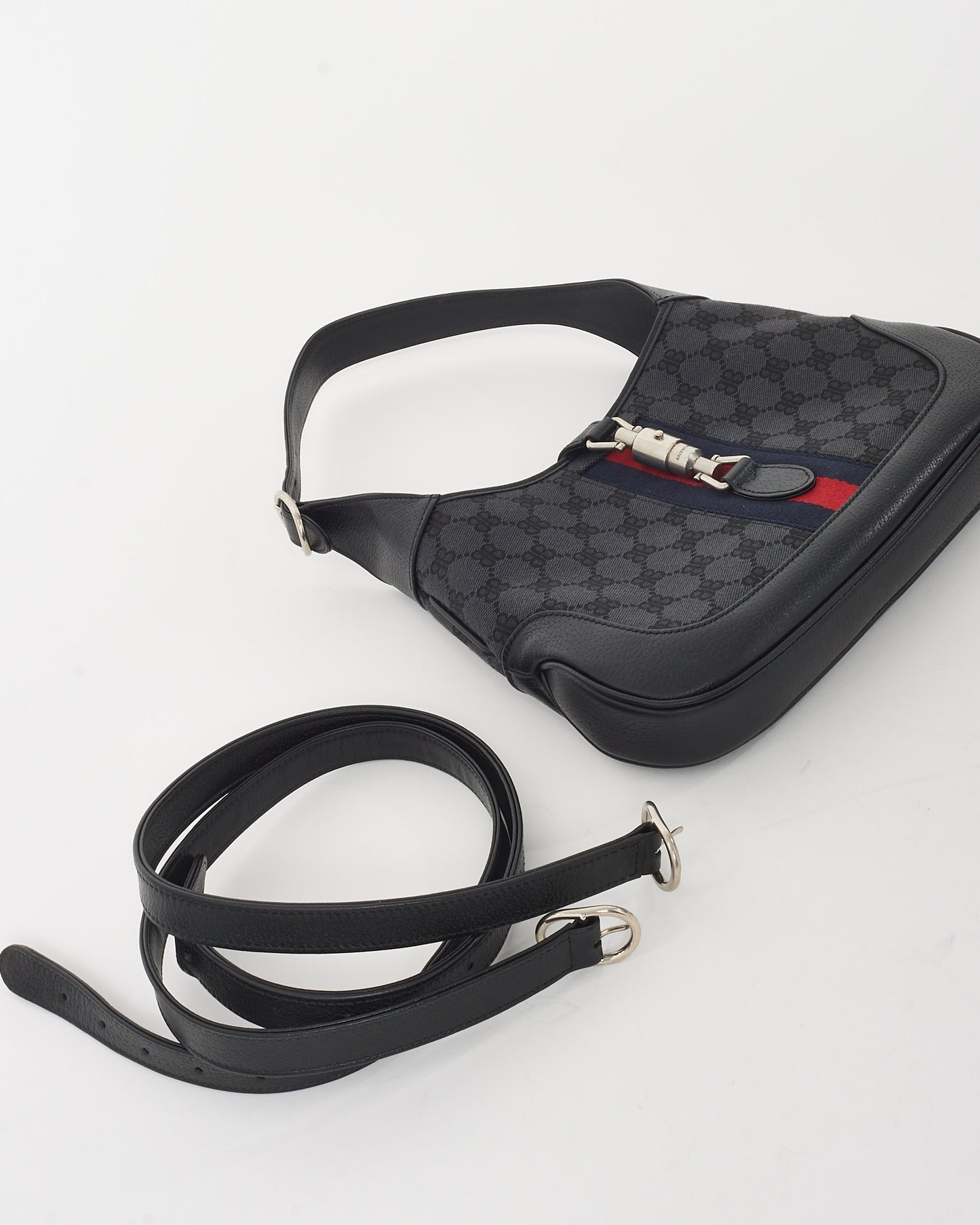 Gucci x Balenciaga Black Monogram Canvas The Hacker Project 1961 Small Jackie Bag