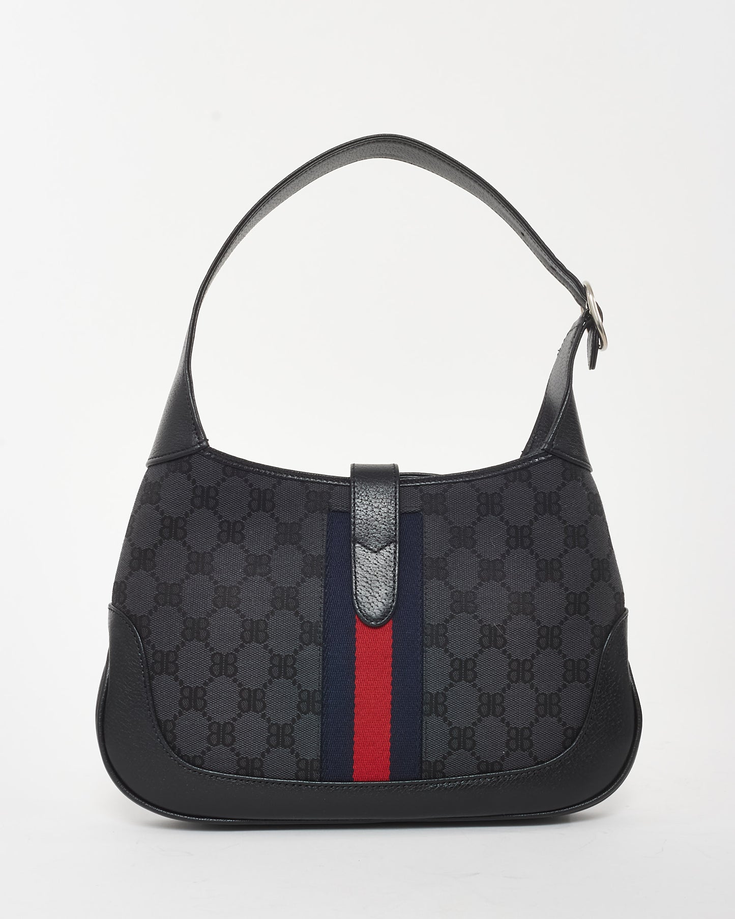 Gucci x Balenciaga Black Monogram Canvas The Hacker Project 1961 Small Jackie Bag