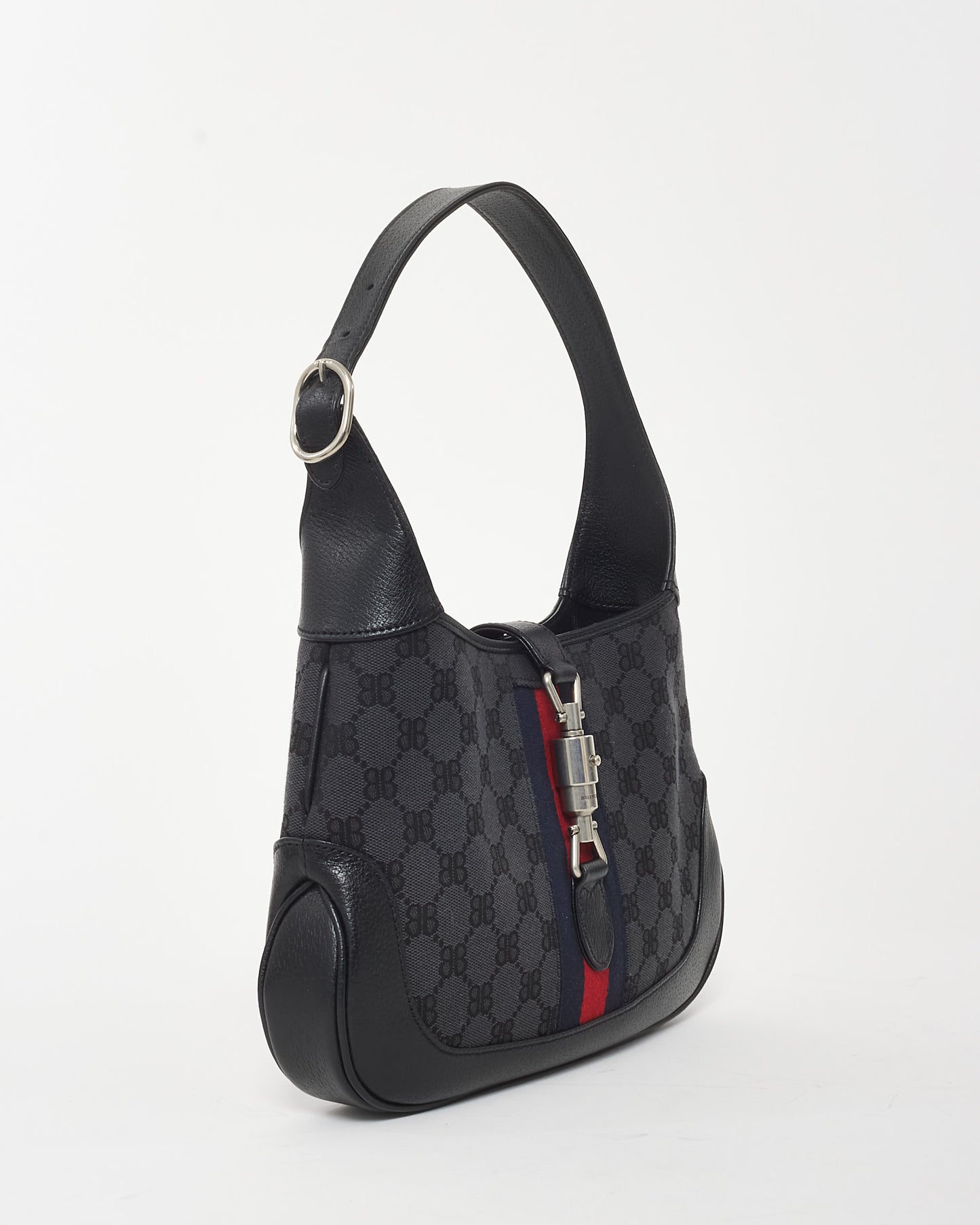 Gucci x Balenciaga Black Monogram Canvas The Hacker Project 1961 Small Jackie Bag