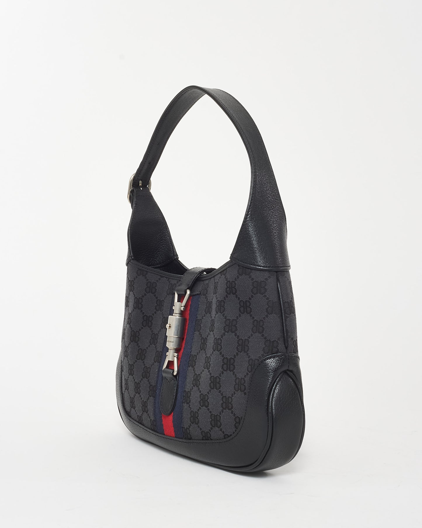 Gucci x Balenciaga Black Monogram Canvas The Hacker Project 1961 Small Jackie Bag