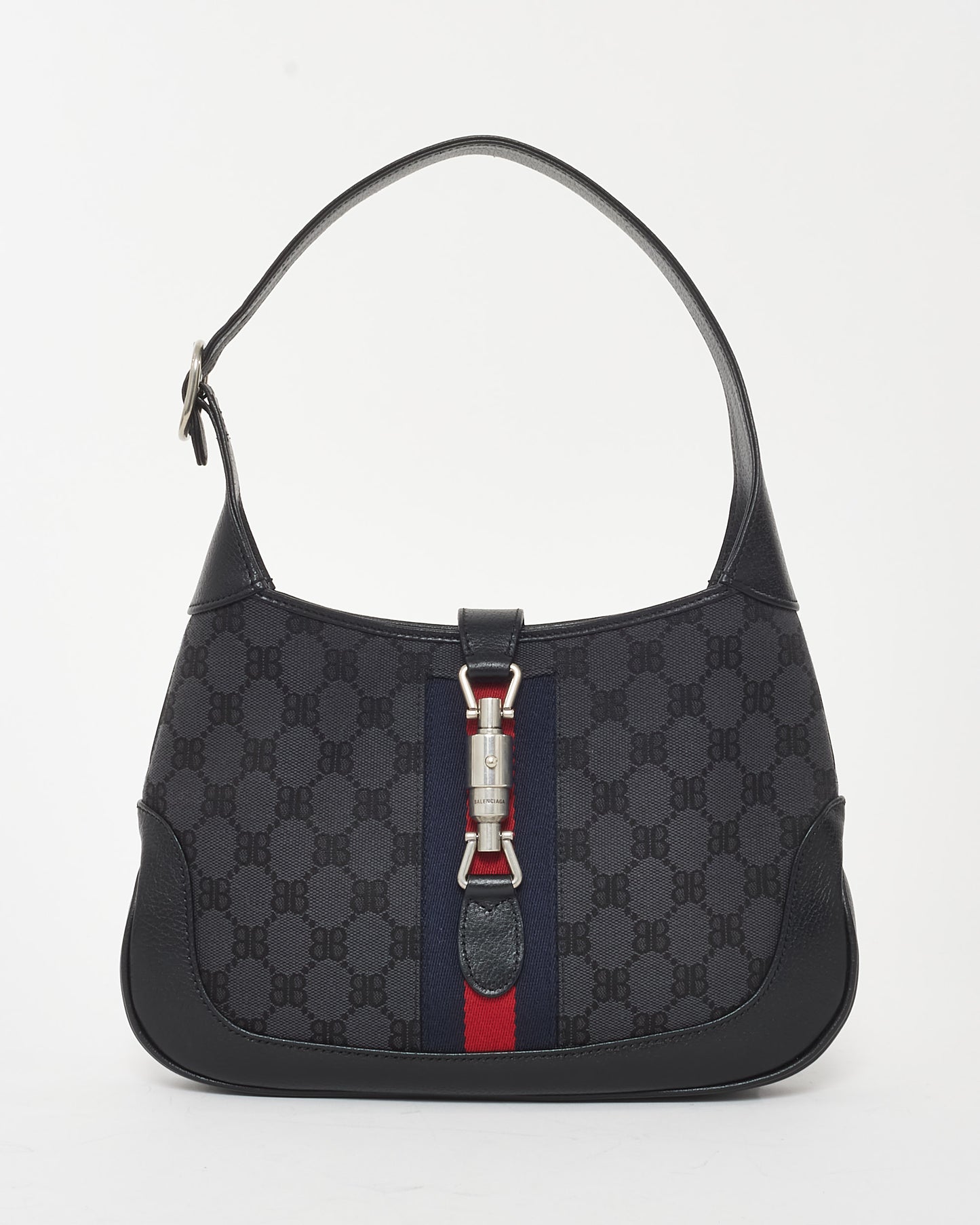 Gucci x Balenciaga Black Monogram Canvas The Hacker Project 1961 Small Jackie Bag