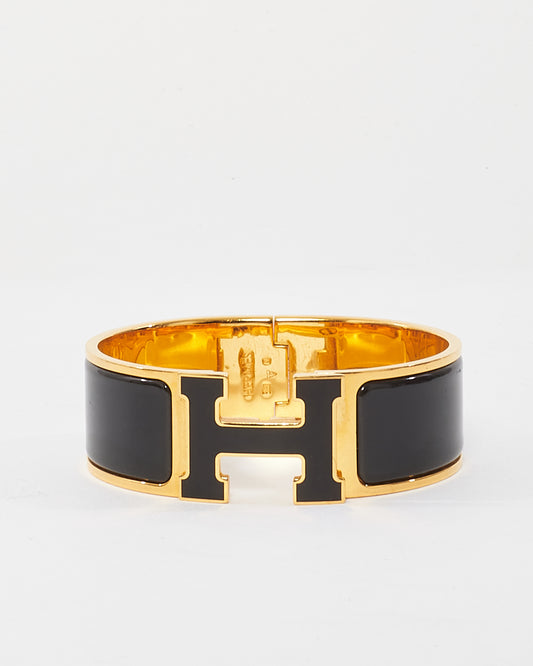 Hermès Black 
Gold Wide Clic Clac Bracelet - PM