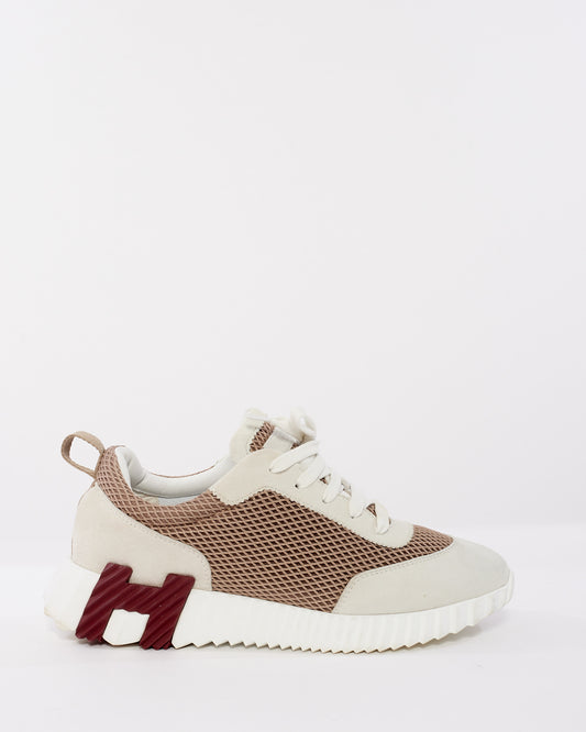 Hermès Beige Argile Mesh Bouncing Sneakers - 39