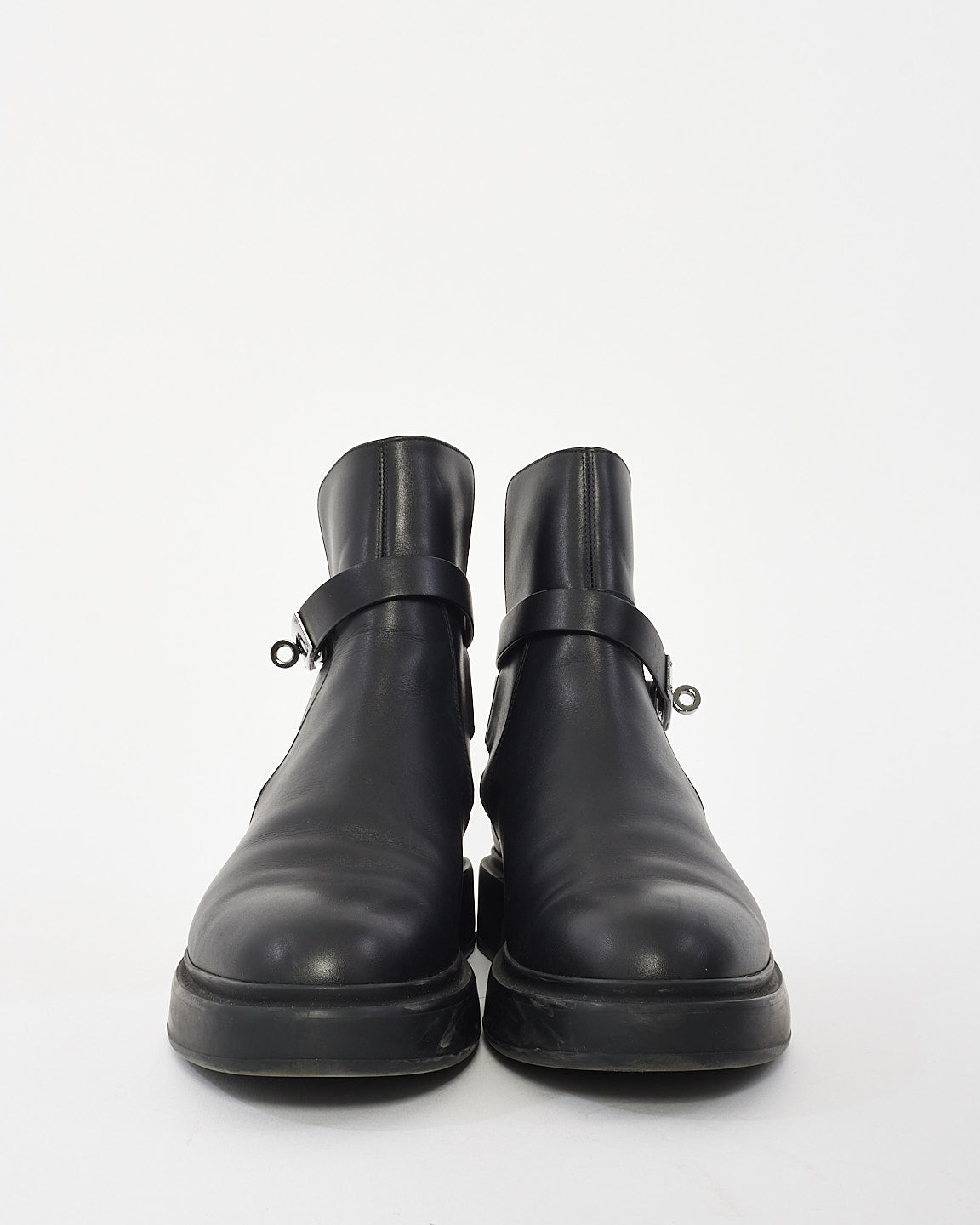 Hermès Black Leather Veo Ankle Boots - 39