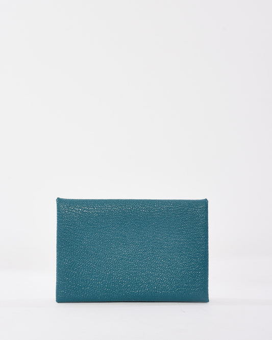 Hermès Blue Chevre Leather Calvi Cardholder