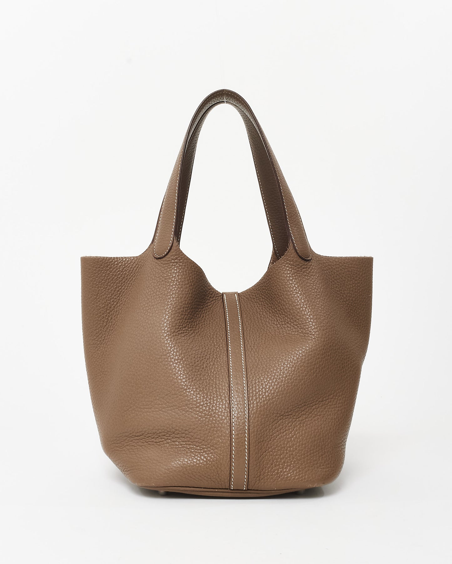 Hermès Etoupe Clemence Leather Picotin 22 Bag PHW