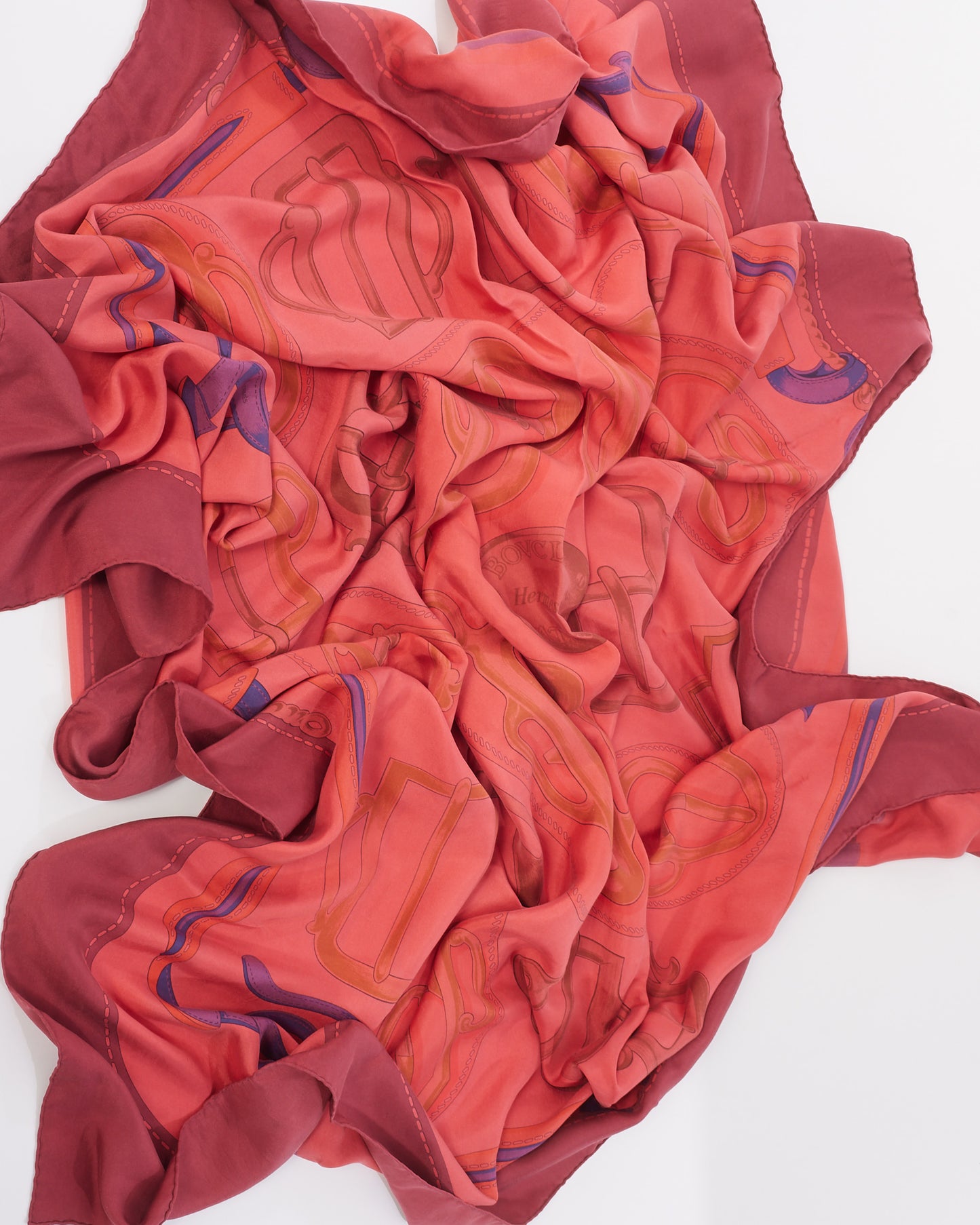 Hermès Pink Multi "Bovclerie D
Attelage" Silk Scarf/Shawl