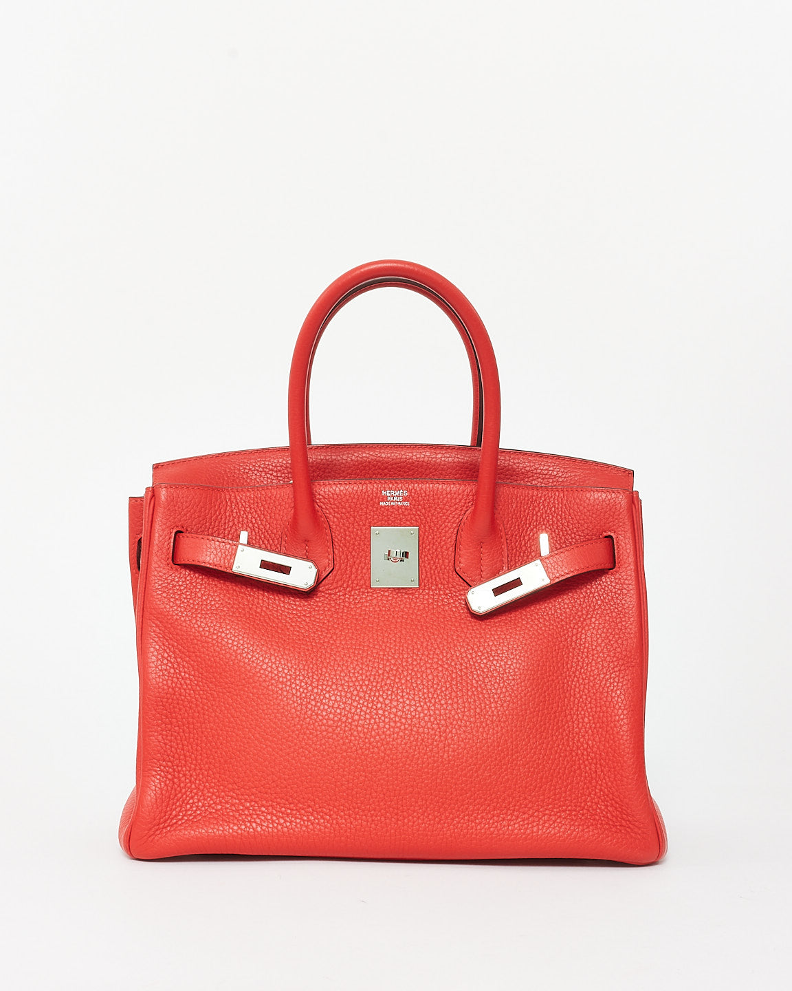 Hermès Red Rouge Tomate Clemence Leather Birkin 30 SHW