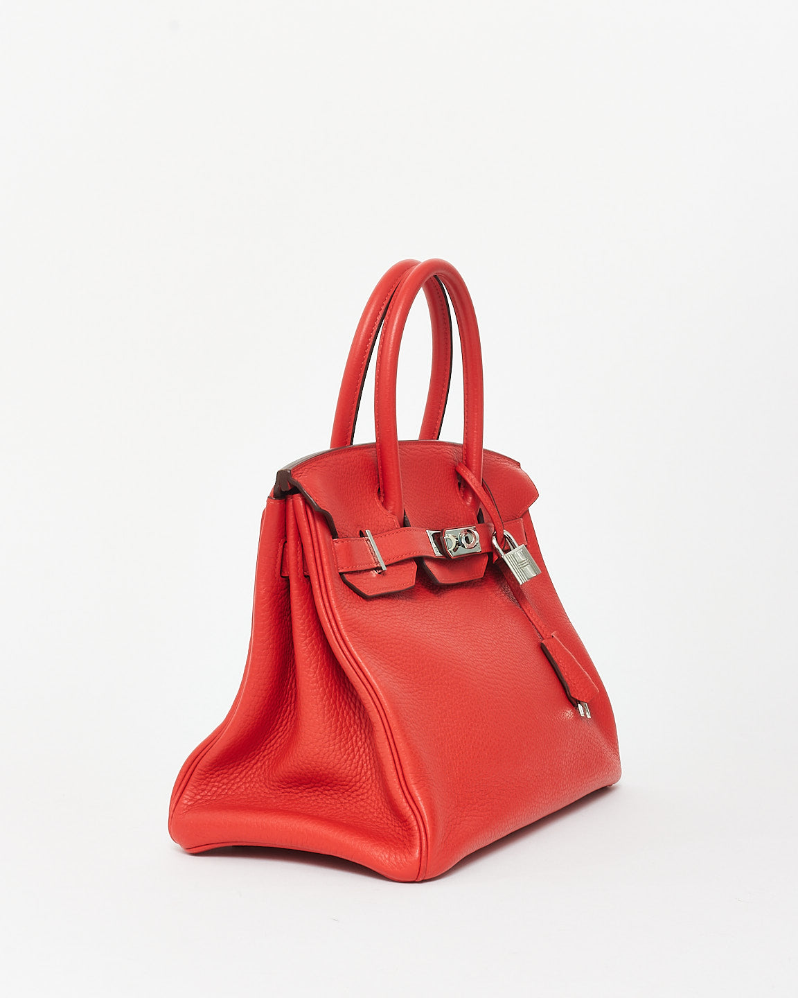 Hermès Red Rouge Tomate Clemence Leather Birkin 30 SHW