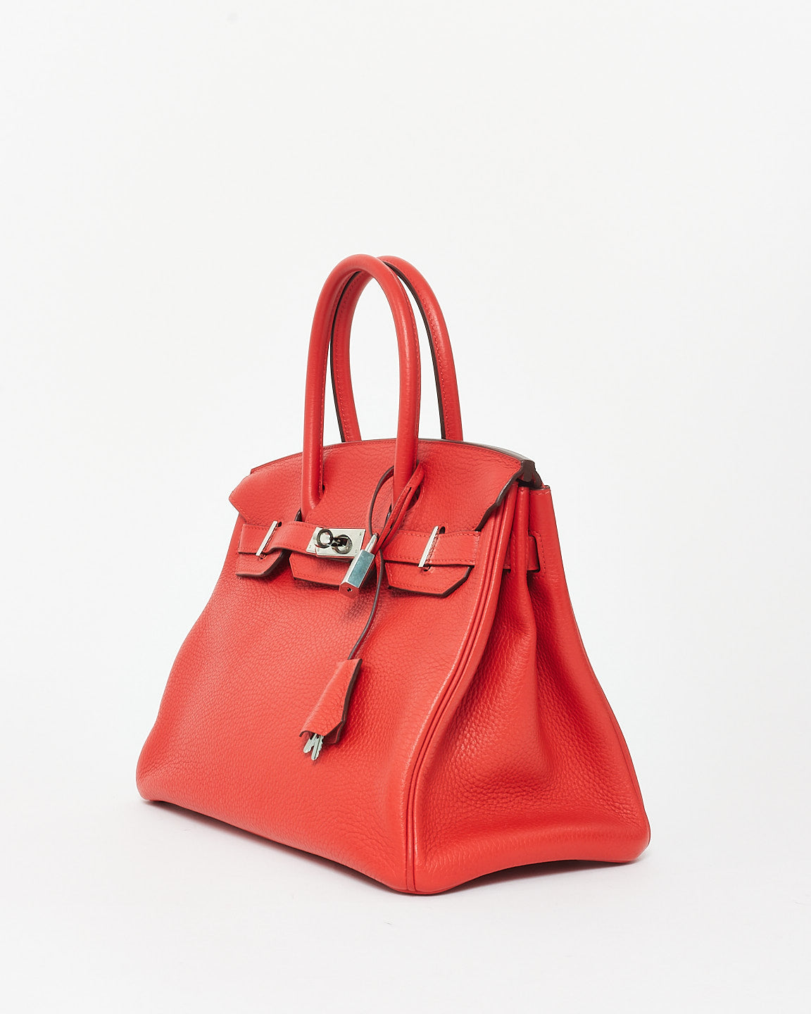 Hermès Red Rouge Tomate Clemence Leather Birkin 30 SHW