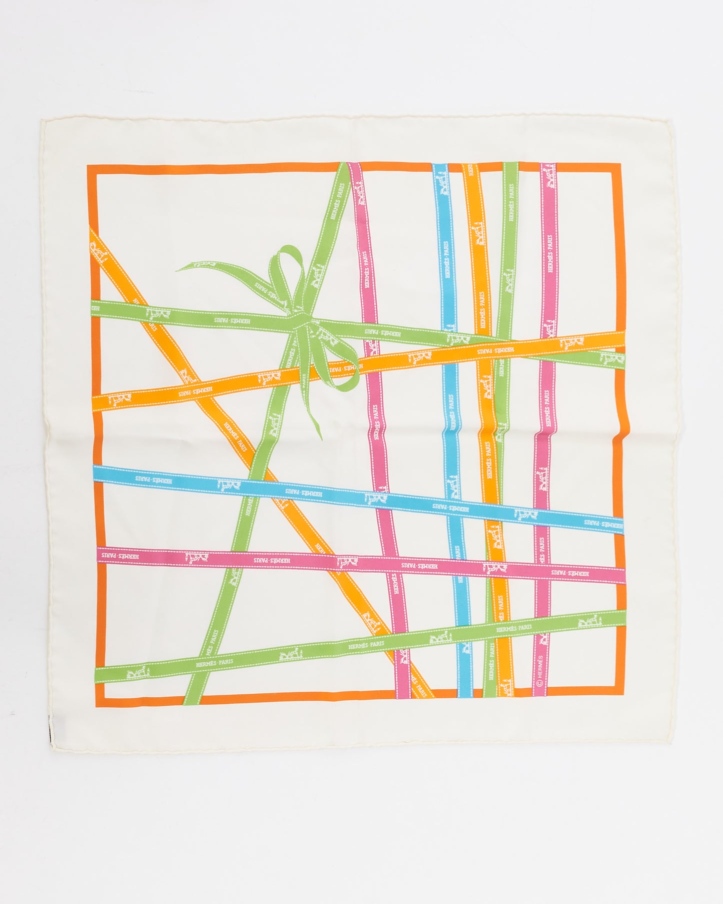 Hermès White Multicolour Silk Geometric Square Scarf