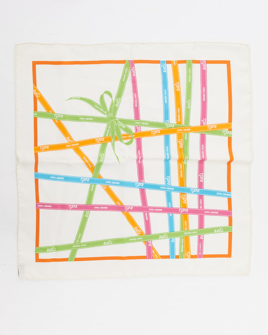 Hermès White Multicolour Silk Geometric Square Scarf