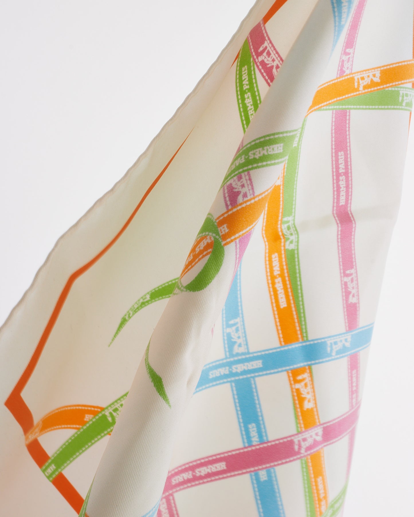 Hermès White Multicolour Silk Geometric Square Scarf