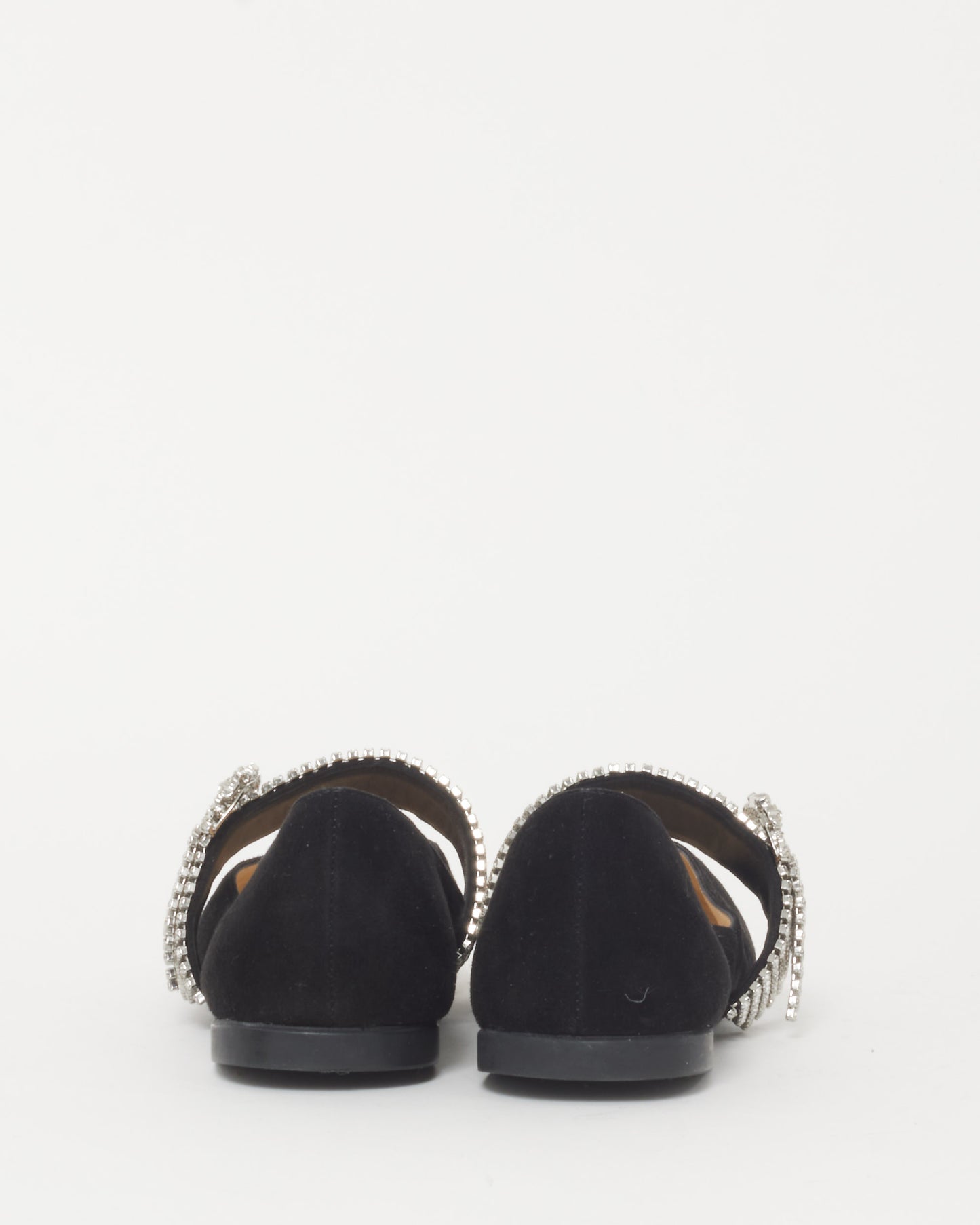 Jimmy Choo Black Suede Rhinestone Buckle Flats - 39