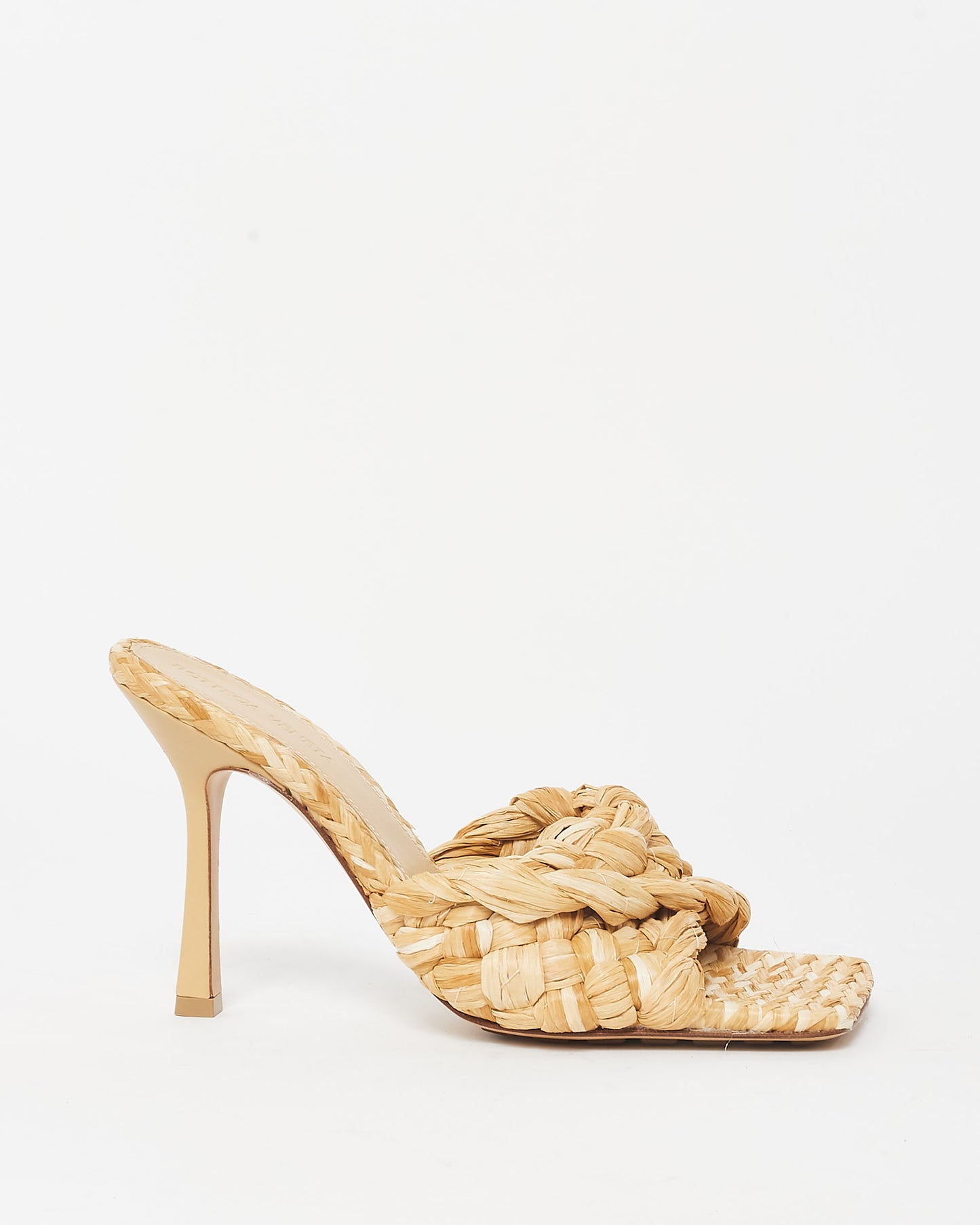 Bottega Veneta Beige Raffia Braided Mule Sandals - 38