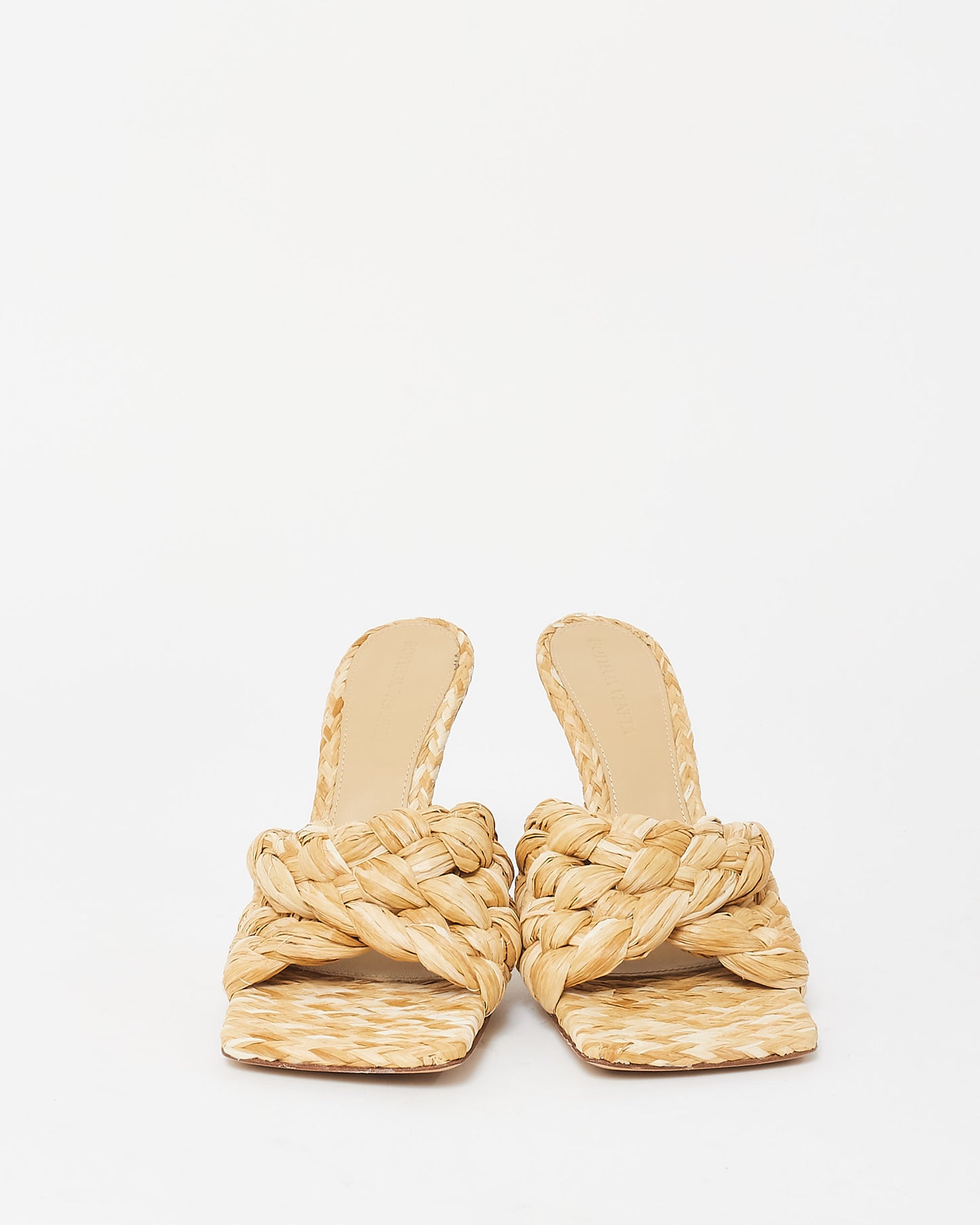 Bottega Veneta Beige Raffia Braided Mule Sandals - 38