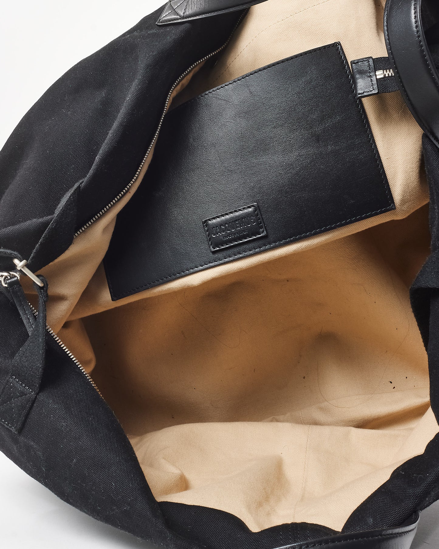 Jacquemus Black Canvas Weekender Travel Bag