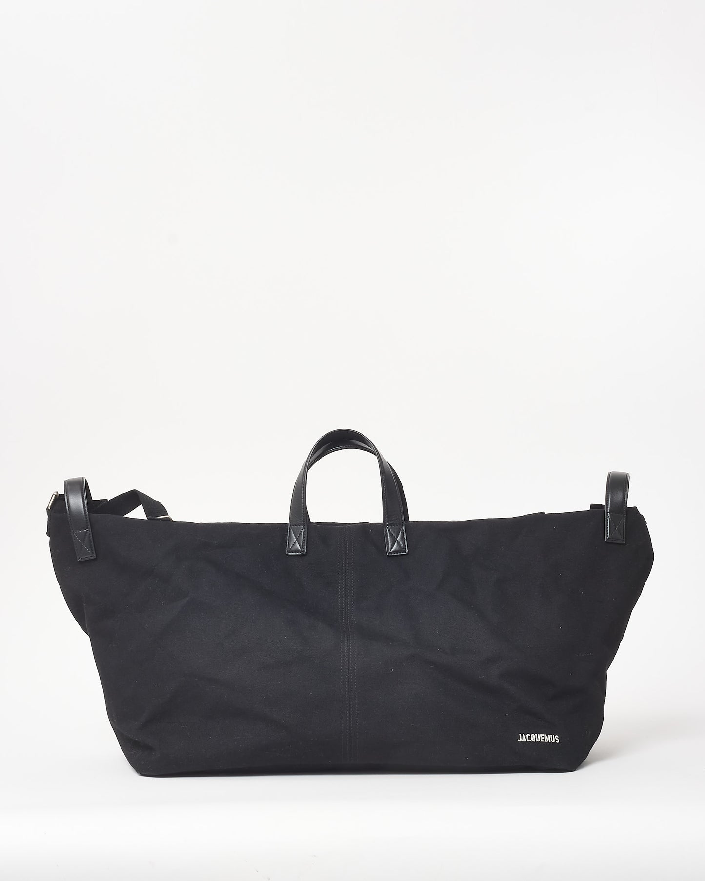 Jacquemus Black Canvas Weekender Travel Bag