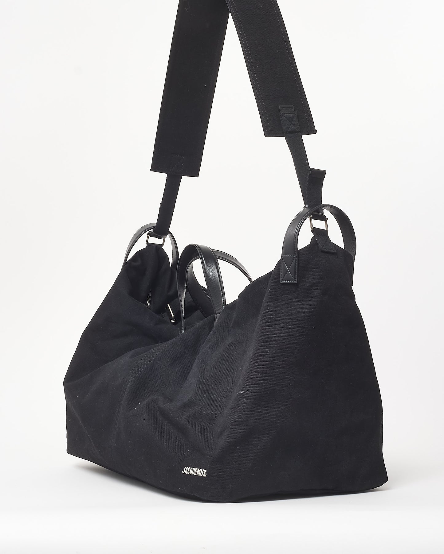 Jacquemus Black Canvas Weekender Travel Bag