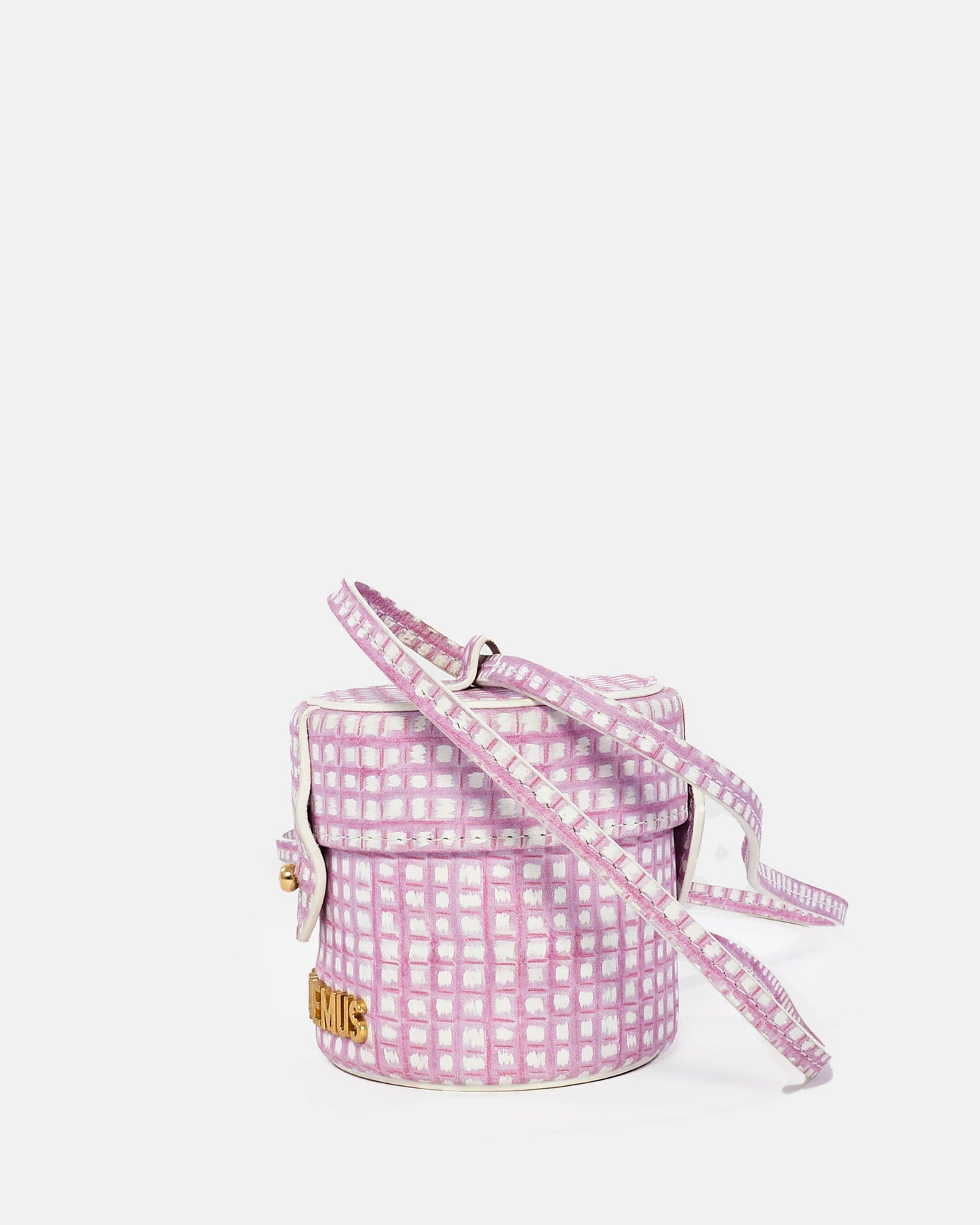 Jacquemus Pink Gingham Canvas Micro "Le Vanity" Bag