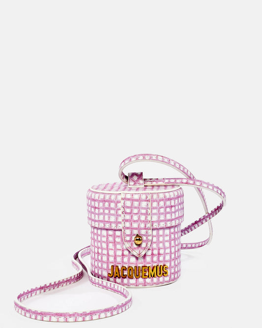 Jacquemus Pink Gingham Canvas Micro "Le Vanity" Bag