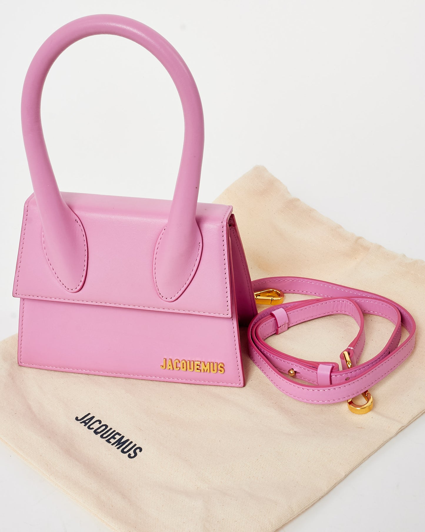 Jacquemus Pink Leather Le Moyen Chiquito Top Handle Bag