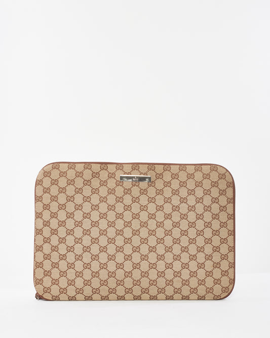 Gucci Brown GG Monogram Canvas Laptop/Document Case