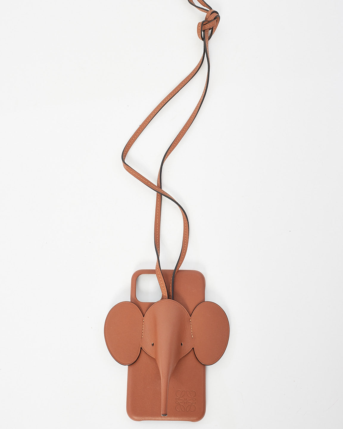 Loewe Brown Leather Elephant Crossbody Phone Case