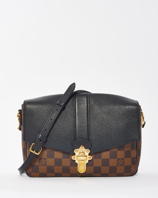 Louis Vuitton Damier Ebene 
Black Leather Clapton Crossbody Bag PM