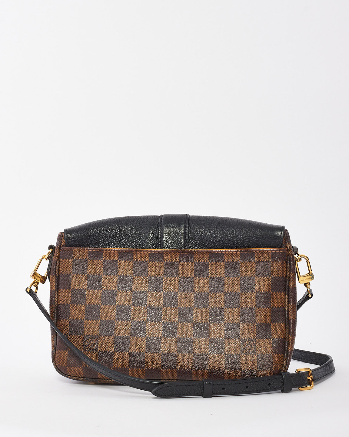 Louis Vuitton Damier Ebene 
Black Leather Clapton Crossbody Bag PM