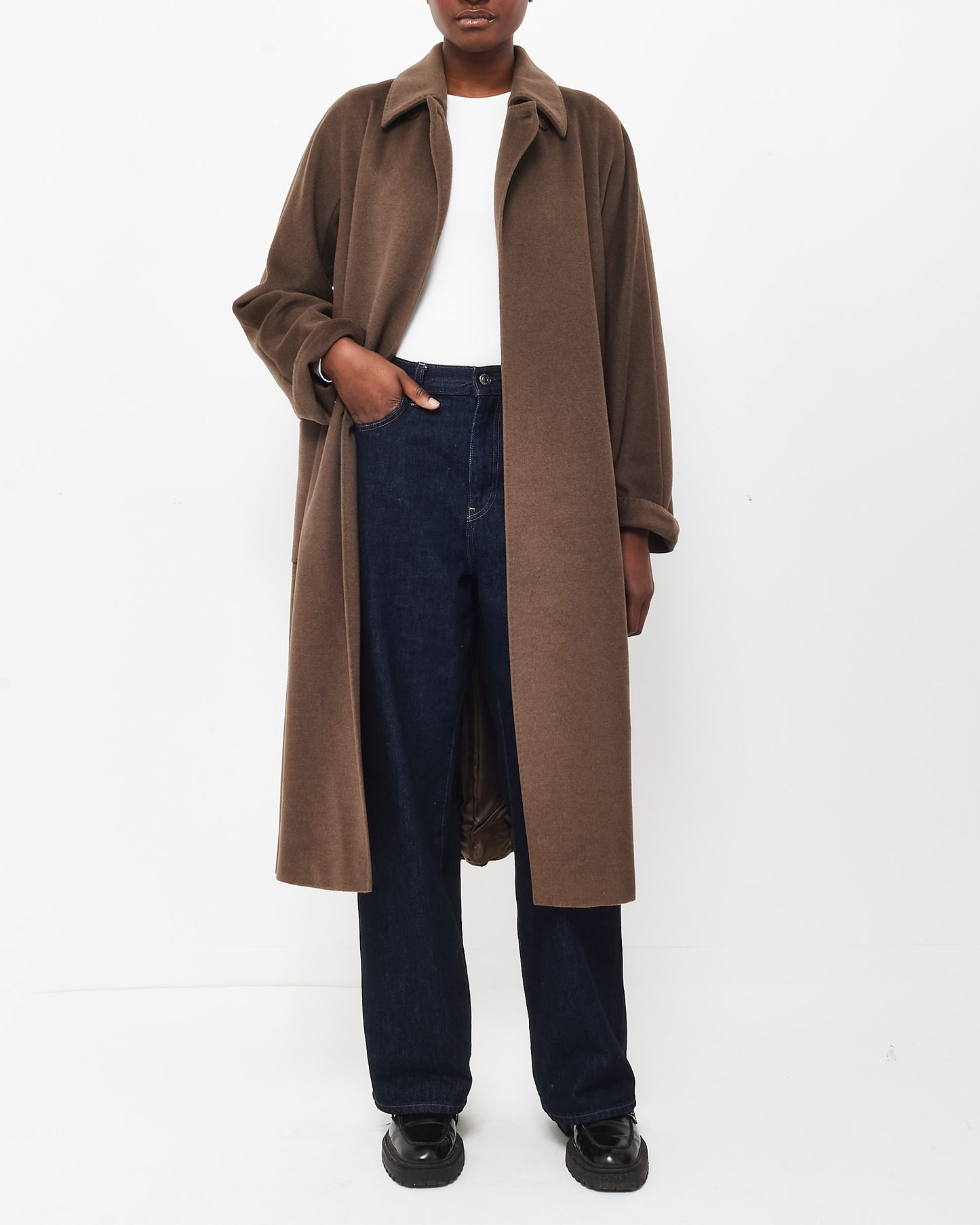 Max Mara Brown Wool Blend Coat - US 8