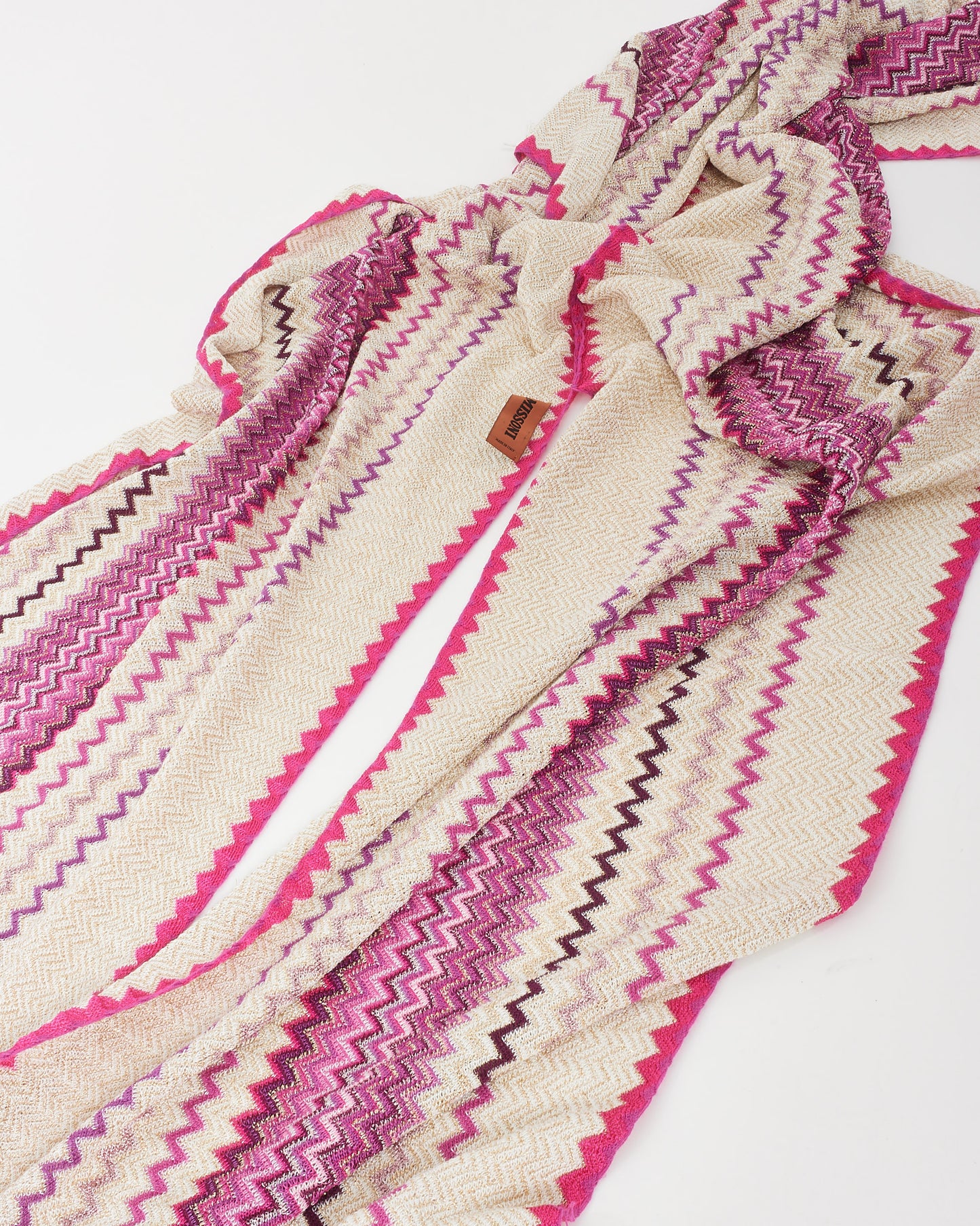 Missoni Pink Purple White 
Gold Sparkle Knit Shawl Cape