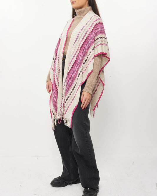 Missoni Pink Purple White 
Gold Sparkle Knit Shawl Cape