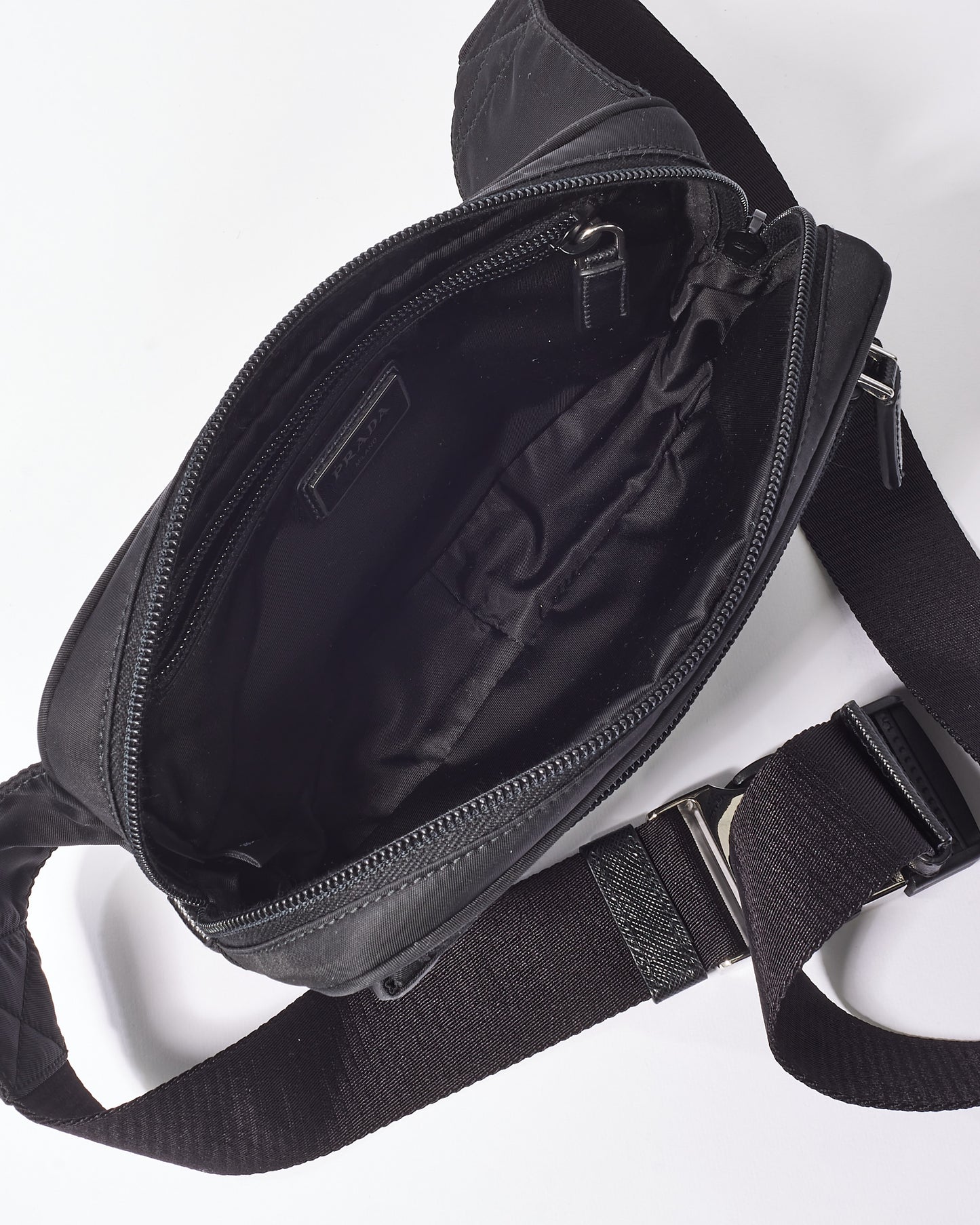 Prada Black Nylon Logo Belt Bag