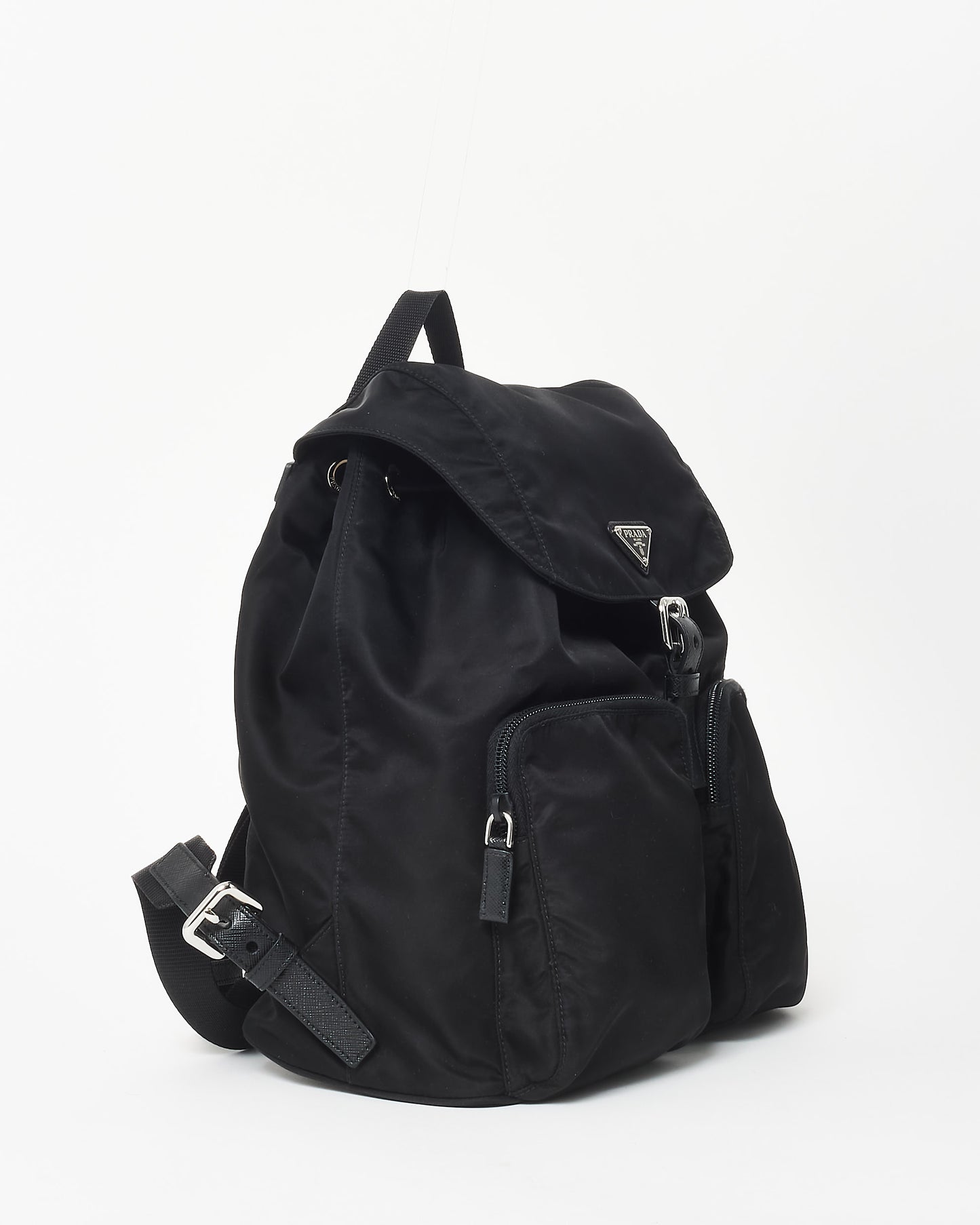 Prada Black Nylon Double Front Pocket Re-Nylon Medium Backpack