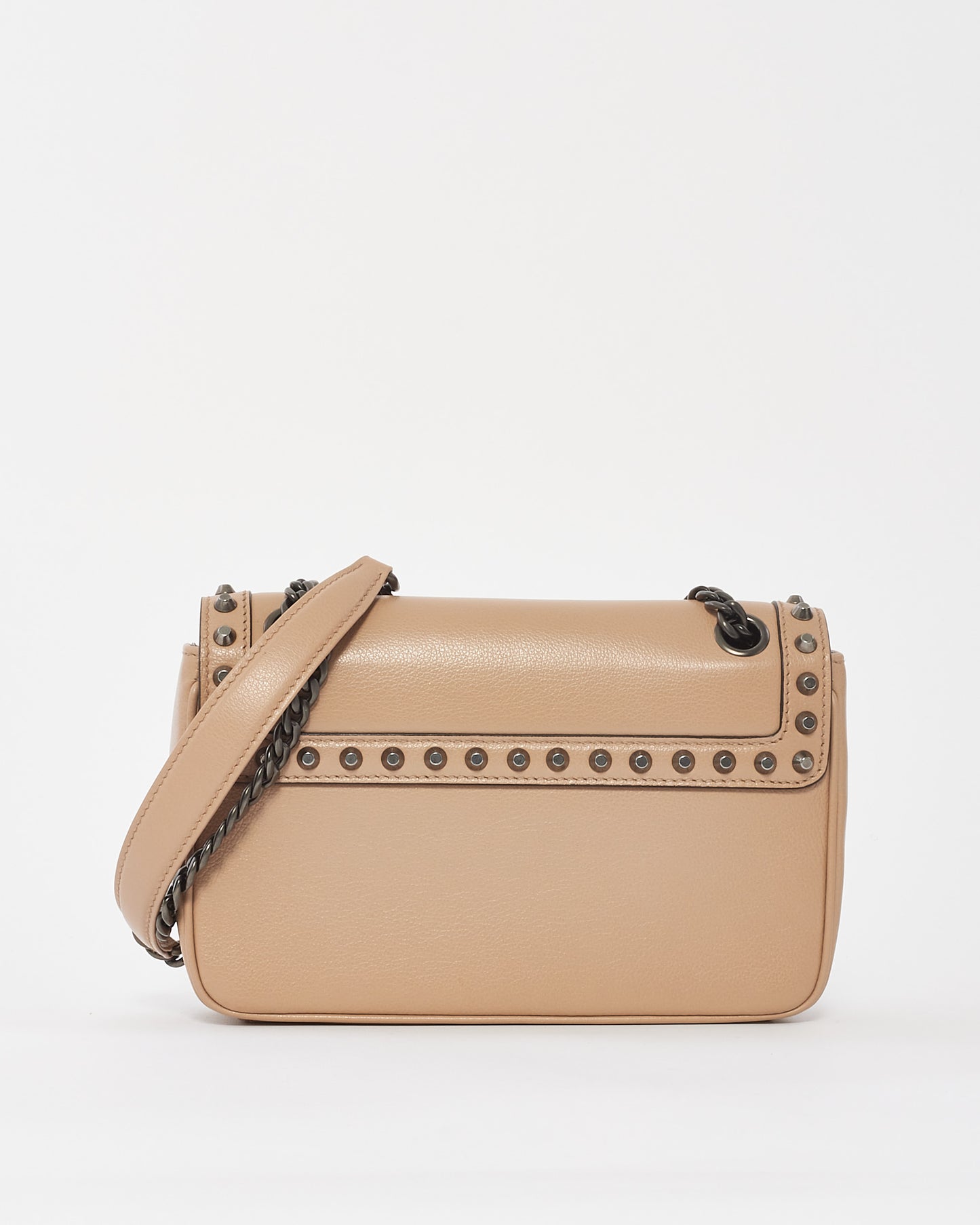 Prada Blush Pink Leather Pattina Glace Studded Crossbody Bag