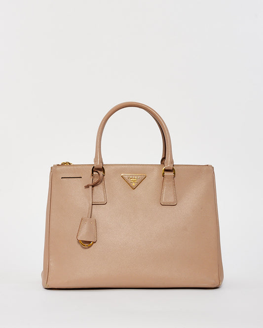 Prada Blush Saffiano Leather Large Galleria Double Zip Tote