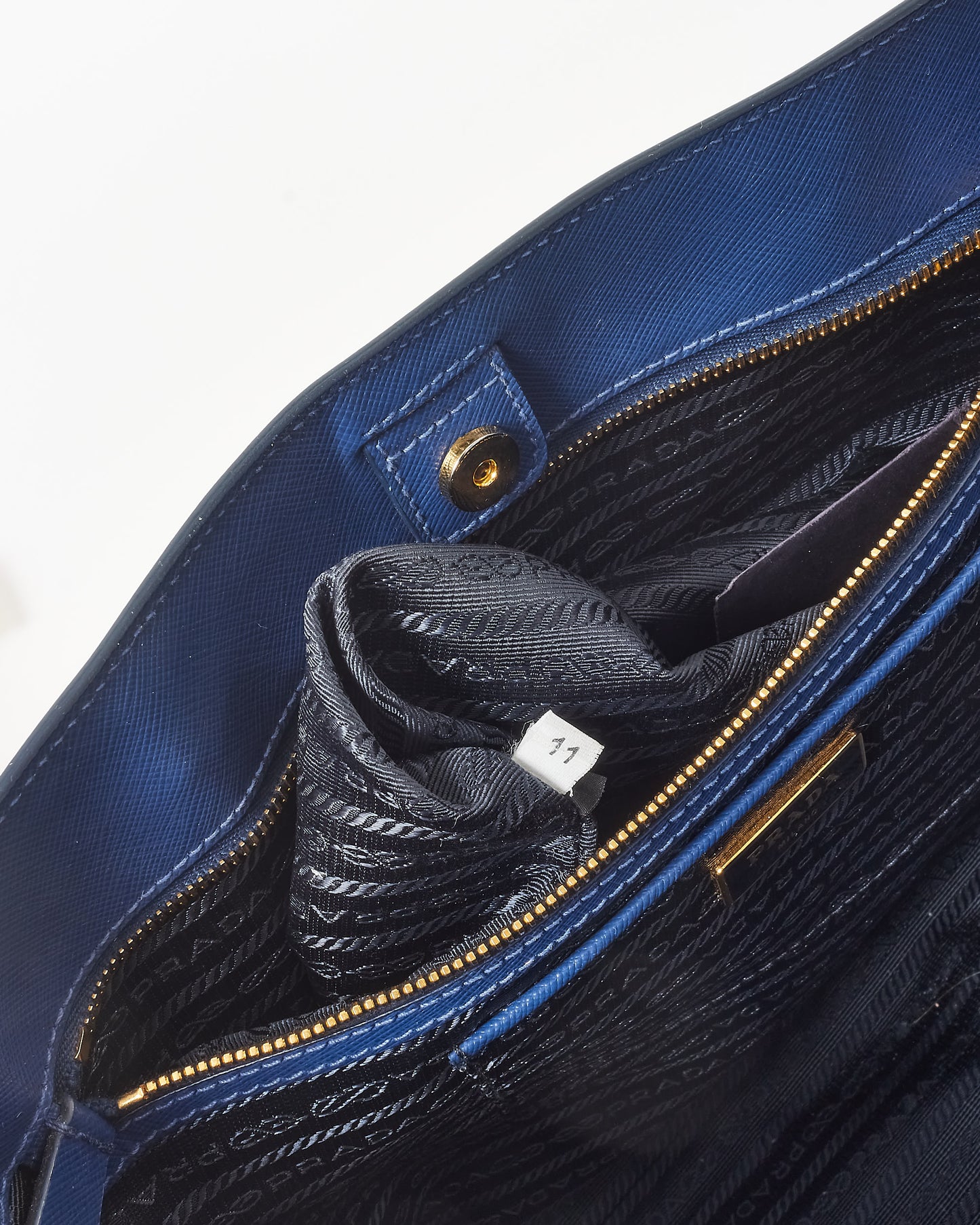 Prada Dark Blue Saffiano Leather Large Galleria Tote Bag