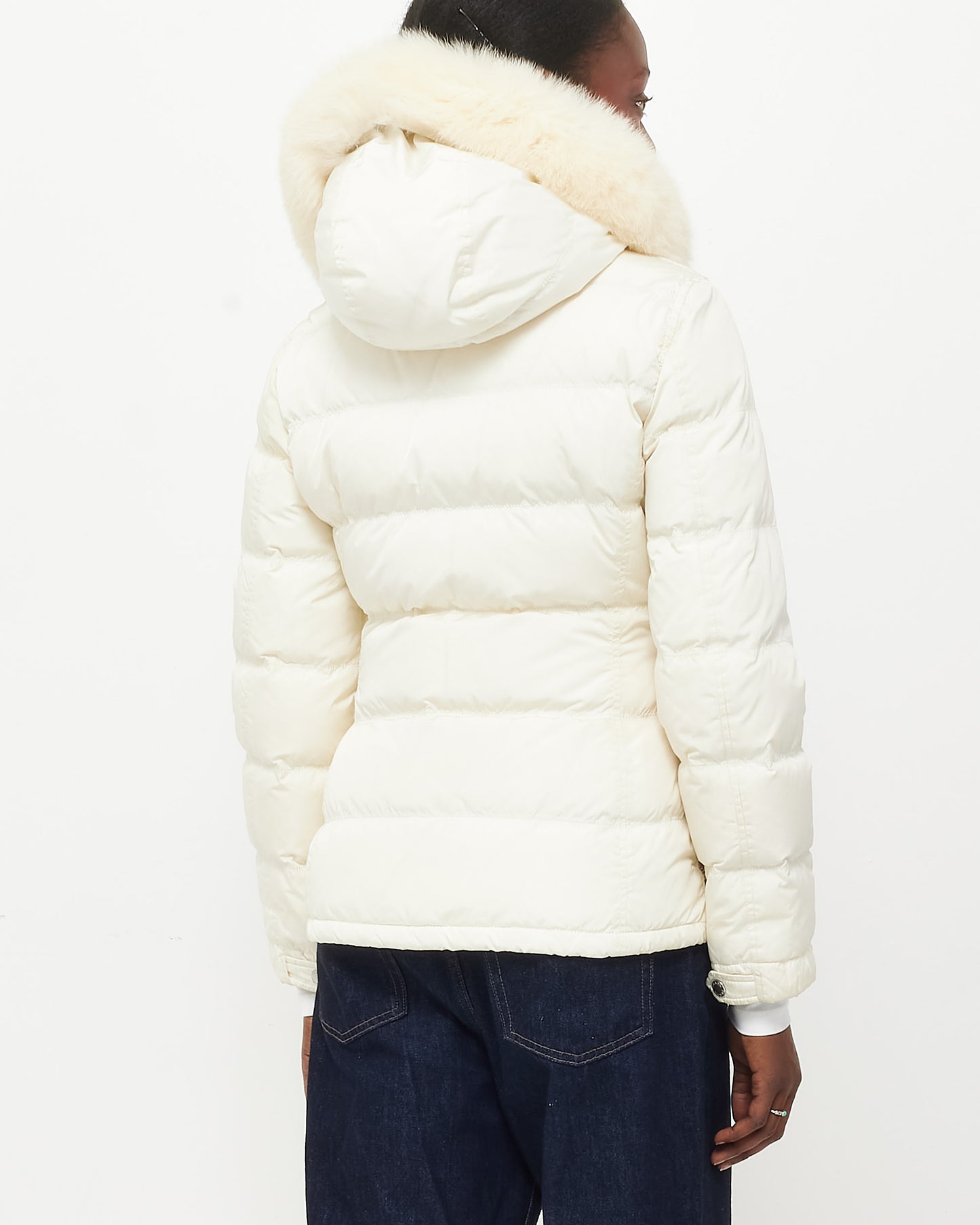 Prada White Down 
Fur Hood Ski Jacket - XS