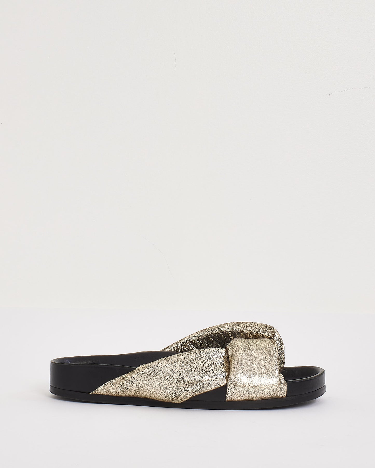 Chloé Metallic Gold Leather Slides - 37