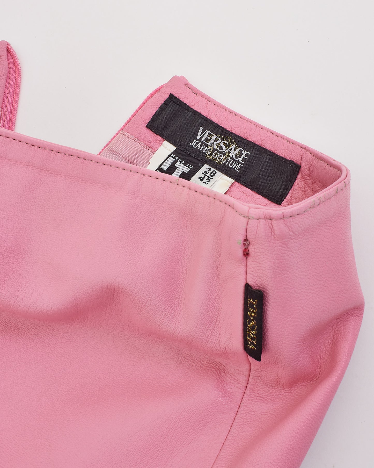 Versace Pink Leather "Jeans Couture" Skirt - 42