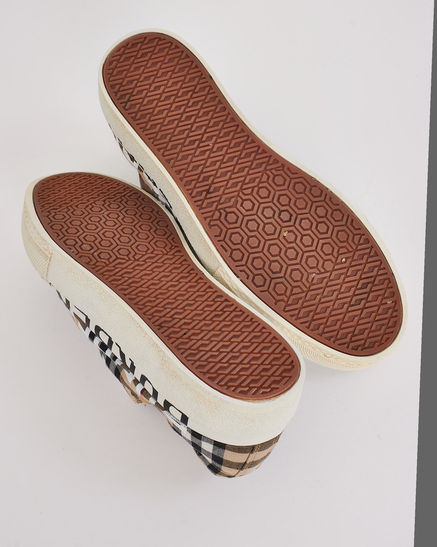 Burberry Beige Canvas Logo Check Print Sneakers - 7