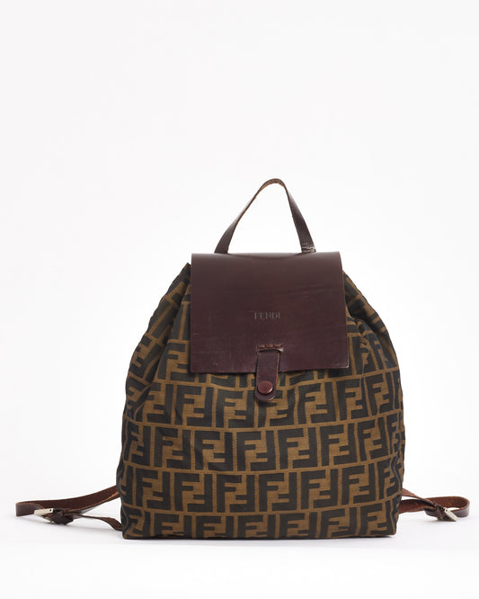 Fendi Vintage Brown Zucca Print Canvas Backpack