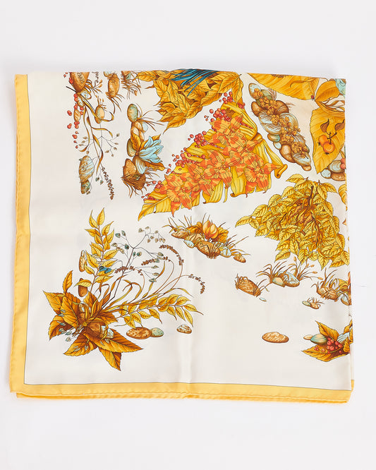 Hermès Beige/Yellow 
Pythagore
 Silk Scarf 90