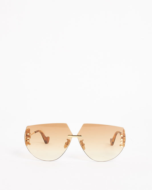 Lunettes de soleil Loewe dégradé de métal doré LW40049U